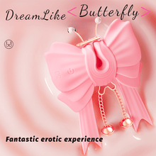 Load image into Gallery viewer, Pink Bowknot Vibrating Nipple Clamps App Control