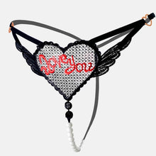 Load image into Gallery viewer, &quot;Love You&quot; Sexy Open Crotch Mesh Underwear With Pearls