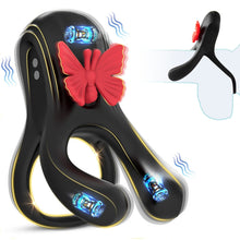 Load image into Gallery viewer, 3 in 1 Butterfly Cock Ring 3 Motors 10 Modes Erection Enhancing Vibration Penis Vibrator