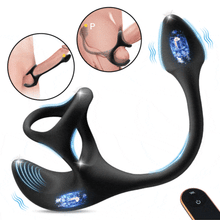 Load image into Gallery viewer, 3 In 1 Spherical Vibrating Anal Plug Testicles Stimulator With cock Ring