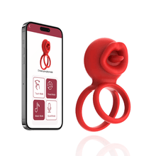 Load image into Gallery viewer, Cock Rings Clitoral Stimulator with Licking Mouth Pleasur with APP control