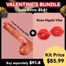Load image into Gallery viewer, [Gift for Her] 6.33% Off - 9 - inch Thrusting Dildo &amp; APP-controlled Rose Nipple Clamp Vibrator