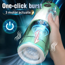 Load image into Gallery viewer, Green Star Rotating Telescopic Vibration Male Masturbator
