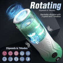 Load image into Gallery viewer, Green Star Rotating Telescopic Vibration Male Masturbator