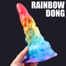Load image into Gallery viewer, AIMITEX 7.48-inch Rainbow Ice Cream Liquid Silicone Fantasy Dildo Masturbation Massager