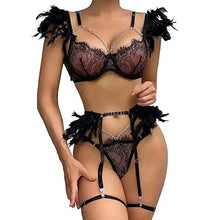 Load image into Gallery viewer, Hot Night Angel Feather Lace Ultra-thin Sexy Lingerie Suit