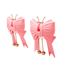 Load image into Gallery viewer, Pink Bowknot Vibrating Nipple Clamps App Control