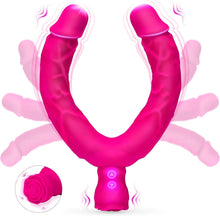 Load image into Gallery viewer, Double Ended Vibrating Rose Dildo Anal Dildo with 10 Vibrating Modes