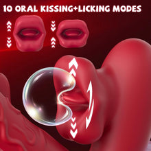 Load image into Gallery viewer, Rose Muncher 3-in-1 G Spot Vibrator Dildo with 10 Flapping &amp; Vibrating &amp; Licking Biting Modes