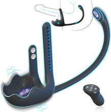 Load image into Gallery viewer, 3-in-1 Vibrating Testicle Taint Anal Stimulator with Adjustable Vibrating Cock Ring