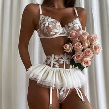 Load image into Gallery viewer, Three Piece Embroider Sexy Underwear Suit