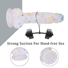 Load image into Gallery viewer, 7.1in Jelly Particles Rainbow Transparent Realistic Dildo With Suction Cup