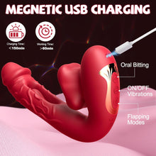 Load image into Gallery viewer, Rose Muncher 3-in-1 G Spot Vibrator Dildo with 10 Flapping &amp; Vibrating &amp; Licking Biting Modes
