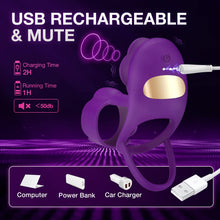 Load image into Gallery viewer, Lurevibe - 3 IN 1 Vibrating Rose Penis Ring with 10 Vibration