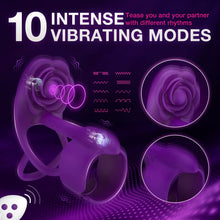 Load image into Gallery viewer, Lurevibe - 3 IN 1 Vibrating Rose Penis Ring with 10 Vibration