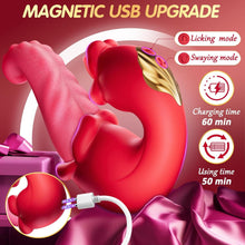 Load image into Gallery viewer, 3 in 1 Tongue Thrusting Vibrators Dildo with 10 Licking Clitoral &amp; Swing Mode