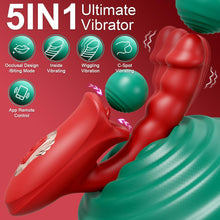 Load image into Gallery viewer, 5-in-1 Rose Muncher G Spot Realistic Dildo Vibrator APP control for Women Sex Toys