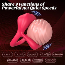 Load image into Gallery viewer, Rose Vibrating Cock Ring with Sexy Lip Clitoris Stimulator
