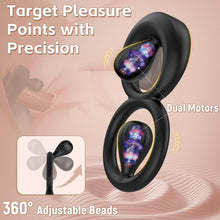 Load image into Gallery viewer, Vibrating Dual Cock Ring with Adjustable Beads
