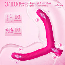 Load image into Gallery viewer, Double Ended Vibrating Rose Dildo Anal Dildo with 10 Vibrating Modes