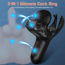 Load image into Gallery viewer, 3 In 1 Vibrating Adjustable Penis Ring Vibrator