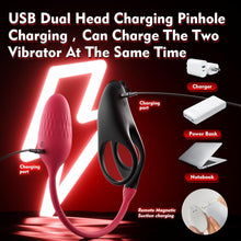 Load image into Gallery viewer, Detachable Design Vibrating Cock Penis Ring With Anal Plug for Couple