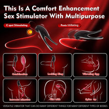 Load image into Gallery viewer, Detachable Design Vibrating Cock Penis Ring With Anal Plug for Couple