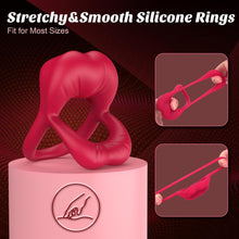 Load image into Gallery viewer, Rose Vibrating Cock Ring with Sexy Lip Clitoris Stimulator