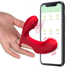 Load image into Gallery viewer, Rose Finger Vibrator Double Vibration Clitoral G Spot Stimulator APP Control