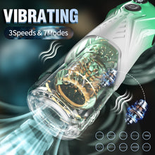 Load image into Gallery viewer, Green Star Rotating Telescopic Vibration Male Masturbator
