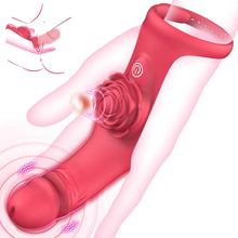 Load image into Gallery viewer, Rose Finger Vibrator 2 in 1 Finger Vibrator 9 Modes G - Spot Stimulation Waterproof
