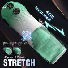 Load image into Gallery viewer, Green Star Rotating Telescopic Vibration Male Masturbator