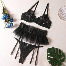 Load image into Gallery viewer, Three Piece Embroider Sexy Underwear Suit