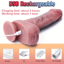 Load image into Gallery viewer, 9in-Realistic Brown Thrusting Dildo Vibrator Remote Control