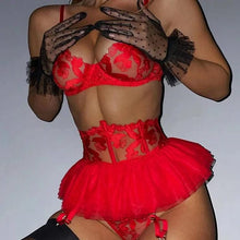 Load image into Gallery viewer, Three Piece Embroider Sexy Underwear Suit
