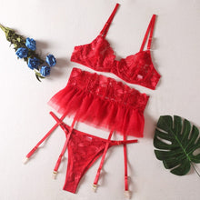Load image into Gallery viewer, Three Piece Embroider Sexy Underwear Suit