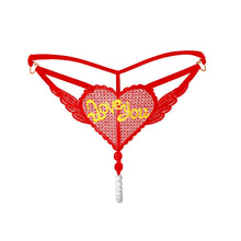 Load image into Gallery viewer, &quot;Love You&quot; Sexy Open Crotch Mesh Underwear With Pearls
