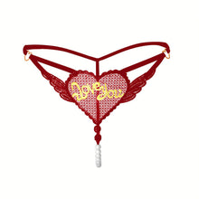 Load image into Gallery viewer, &quot;Love You&quot; Sexy Open Crotch Mesh Underwear With Pearls