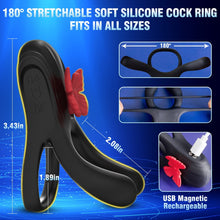 Load image into Gallery viewer, 3 in 1 Butterfly Cock Ring 3 Motors 10 Modes Erection Enhancing Vibration Penis Vibrator