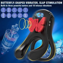 Load image into Gallery viewer, 3 in 1 Butterfly Cock Ring 3 Motors 10 Modes Erection Enhancing Vibration Penis Vibrator