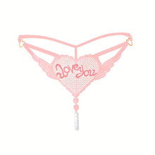 Load image into Gallery viewer, &quot;Love You&quot; Sexy Open Crotch Mesh Underwear With Pearls