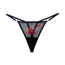 Load image into Gallery viewer, &quot;Love&quot; Red Lips Sexy Embroidery Mesh Women Thong with Diamonds