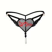 Load image into Gallery viewer, &quot;Love You&quot; Sexy Open Crotch Mesh Underwear With Pearls