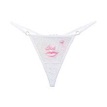 Load image into Gallery viewer, &quot;Love&quot; Red Lips Sexy Embroidery Mesh Women Thong with Diamonds