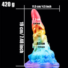 Load image into Gallery viewer, AIMITEX 7.48-inch Rainbow Ice Cream Liquid Silicone Fantasy Dildo Masturbation Massager