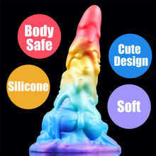 Load image into Gallery viewer, AIMITEX 7.48-inch Rainbow Ice Cream Liquid Silicone Fantasy Dildo Masturbation Massager