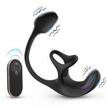 Load image into Gallery viewer, 3 In 1 Spherical Vibrating Anal Plug Testicles Stimulator With cock Ring