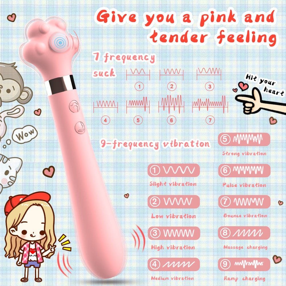 Cute Cat Paw 7 Flapping Clitoral G Spot Vibrator