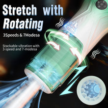 Load image into Gallery viewer, Green Star Rotating Telescopic Vibration Male Masturbator