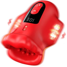Load image into Gallery viewer, Mouth 360° Wrapped Penis Vibrator with LCD Display For Glans Training